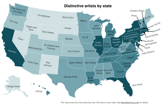 Illustration for article titled Behold, a map of each state’s favorite (maybe non-local) musical artist